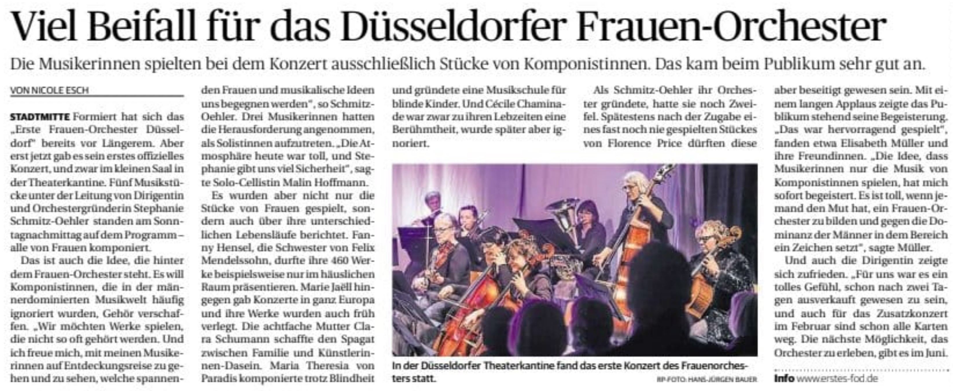 Rheinische Post Artikel über das erste Konzert